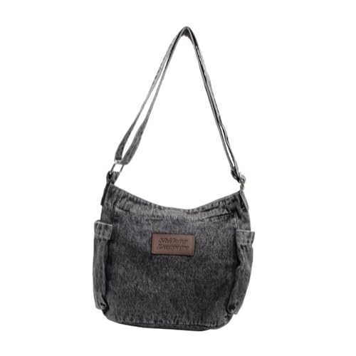 Sac porté épaule denim toile pour femme sacoche rétro zippée travail