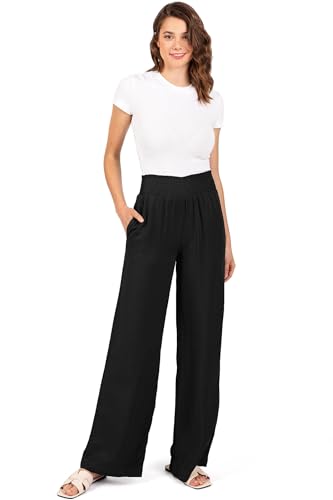 Love Tree Womens Smocked Waist Wide-Leg Tencel Summer Pants4