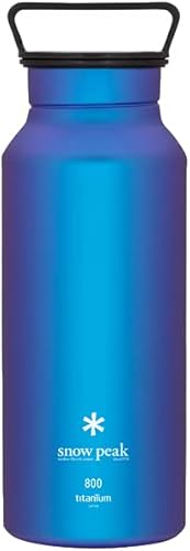 Snow Peak Titanium Aurora Bottle - Botella de agua de titanio duradera y ligera, color azul, 27.1 fl oz