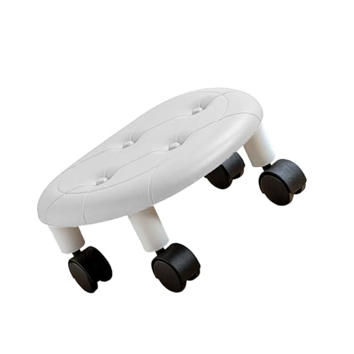 Siège à roulettes bas au design épuré blanc en plastique PU durable - 7