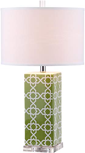 Safavieh Lighting Collection Quatrefoil Modern Contemporary Green 27-Inch Bedroom Living Room Home Office Desk Nightstand Table Lamp Set Of 2 (Led Bulbs Included) #TOP4
