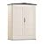 Rubbermaid Small Vertical Resin Outdoor Storage Shed With Floor (2.3 x 4.6 Ft), Weather Resistant, Beige/Brown, Organization for Home/Backyard/Pool Chemicals/Toys/Garden Tools/Porch/Patio Cushions