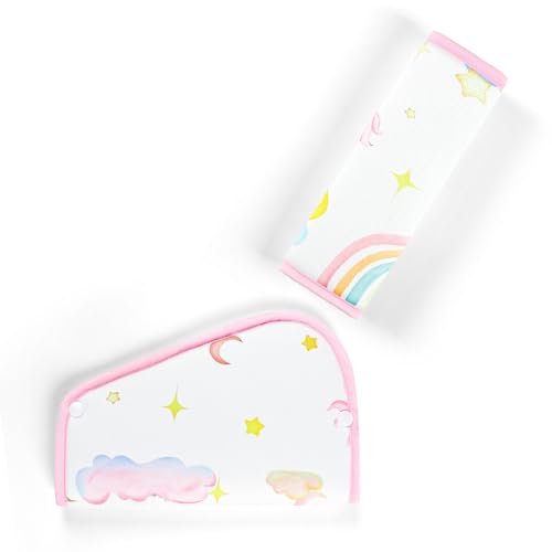 Kids Seat Belt Cover Pads Soft Seat Belt Adjuster for Kids Pea Pod Children Universal Shoulder & Belly Protective Padding Breathable Car Seat Strap Cushion Covers for Boys Girls (Unicorn)