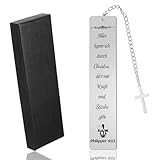 Christian Lesezeichen Metall mit Bibelvers und Geschenkbox, 13×2.6cm, Bibel Lesezeichen Personalisiert, Christliche Geschenke, Spirituelle Geschenke, Bibelvers Zubehör Einschulung Geschenk (Silber)