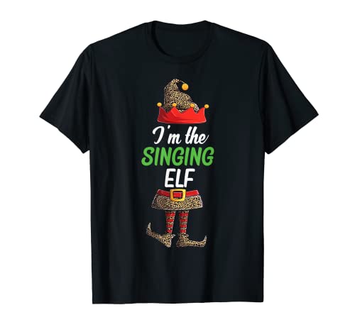 I'm The Singing ELF Leopard Family Matching PJS Christmas Camiseta
