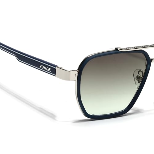 Image of Voyage Square UV Protected Sunglasses for Men & Women (Grey & Clear Lens | Grey & Black Frame - MG7581)