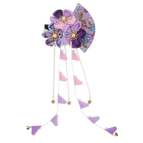 Hemobllo Pinces à Cheveux Japonaises Pompon Long Violet pour Chignon Mariage Accessoire Cheveux Femme Plusieurs styles