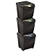 vidaXL 3X Poubelles Empilables Poubelle de Recyclage Panier à Ordures Conteneur de Déchets Bureau Salon Maison Intérieur Anthracite 75 L