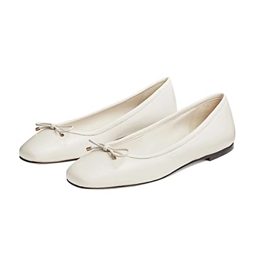 FOWT Women Classic Square Toe Bowknot Flats Comfortable Slip On Ballet Flats Dress Dance Cute Driving Walking Shoes Size 4-15 US2