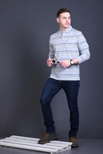 Image of Full Sleeve Polo T Shirt for Men Cotton with Pocket and Collar - Regular Fit Tshirt
