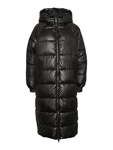 VERO MODA Damen Vmwillow Long Coat Ga Steppmantel, Schwarz, XS EU