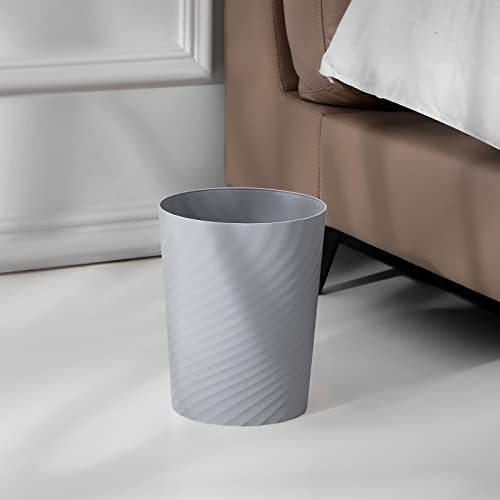 UUJOLY Plastic Small Trash Can Wastebasket, Garbage Container Basket for Bathrooms, Laundry Room, Kitchens, Offices, Kids Rooms, Dorms, (Grey, 1.8 Gallon/2 Pack) - Thumbnail 2