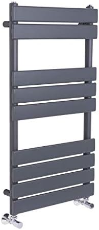 NRG Bathroom Flat Panel Heated Towel Rail Radiator Modern Central Heating Warmer Wall Mounted Ladder Rad 650×400mm Black