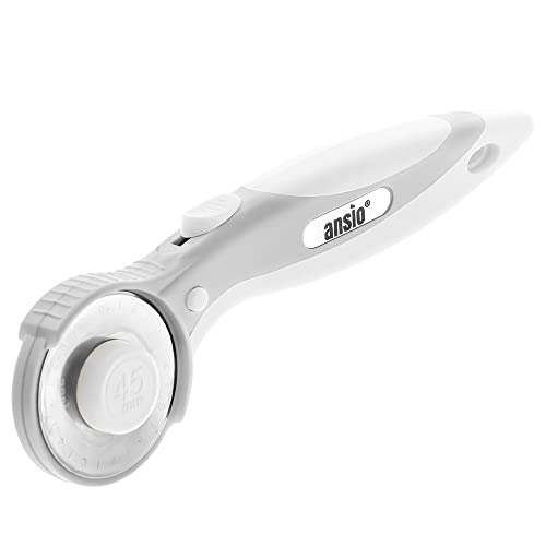 ANSIO Cortador rotativo-45mm, Acero inoxidable Premium Sharp Blade, Perfeccione para acolchar, arte, confección - Nieve blanca