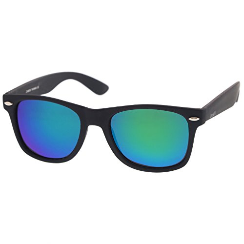 Image of zeroUV - Classic Colored Mirror Lens Square Horn Rimmed Sunglasses for Men Women