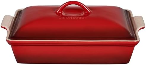 Le Creuset Stoneware Heritage Covered Rectangular Casserole, 4 qt. (12" x 9"), Cerise