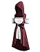 Produktbild Cosplay Kostüm Damen Kurzarm Kleidung Mittelalter Retro Kleid mit Kapuze Damenkostüme Mittelalter für Renaissance Karneval Halloween Party Mittelalterkleid Große Größen (M, Weinrot)