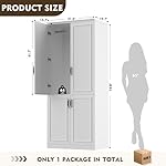 Armoire Wardrobe Closet with 4 Door, 74.8" Large Wardrobe Cabinet with Hanging Rod, Freestanding Modern Bedroom Armoire Storage Cabinet, White - Image 2