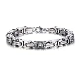 HABVPU Pulsera Hombre de Acero Inoxidable, Cadena de Eslabones de 5.2mm de Grosor y 21cm de Longitud, Brazalete Plateado Clásico, Esclava Masculina Resistente, Joyería de Moda para Regalo