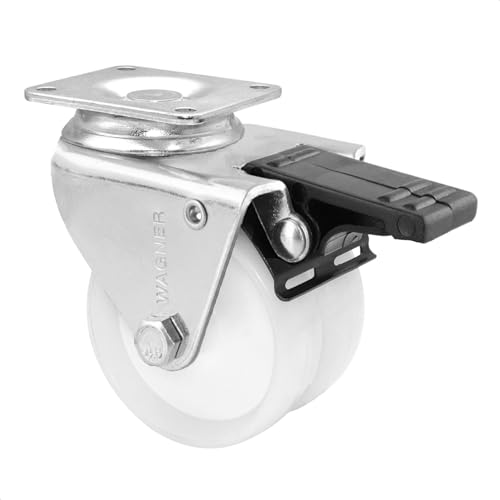 Roulette pivotante double 75 mm Wagner acier galvanisé à frein - 2