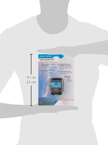 AcuRite 02020 Portable Lightning Detector Black, 2&frac12;L x 1W x 2&frac34;H