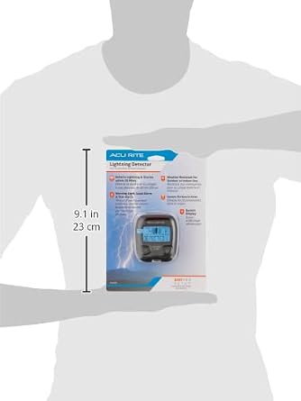 AcuRite 02020 Portable Lightning Detector Black, 212L x 1W x 234H