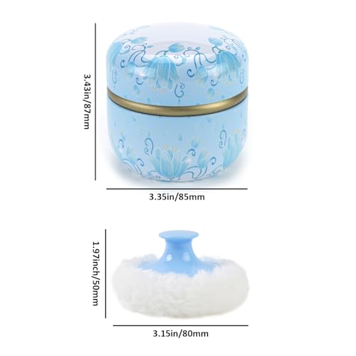 ASUNFO 2 Pcs Body Powder Puff and Container Large Fluffy Powder Puffs with Case Empty Bath Dusting Powder Box for Women Baby Beach Travel Home Pink & Blue