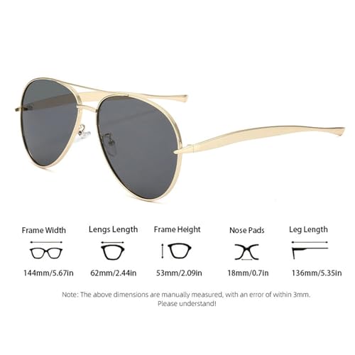 willochra Oversized Pilot Sunglasses Women Vintage Metal Frame Oval Shades Eyewear For Men Double Beam Sunglass UV4004