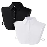 Haakong 2 Pcs Fake Collar Detachable Dickey Collar Faux False Collar Half Shirt Collars Tops for Women Graduation Daily(Black and White)