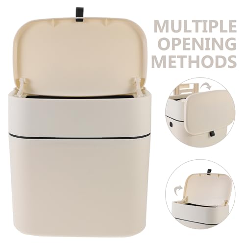 Caneca de basura para cocina con tapa y gancho beige miniatura 7