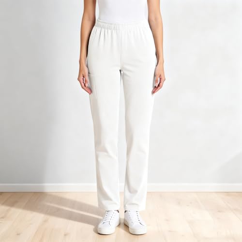 Image of Scrub Pants for Women Drawstring Waist with Straight Leg High Waisted Solid Color Soft Breathable Pants with Pockets