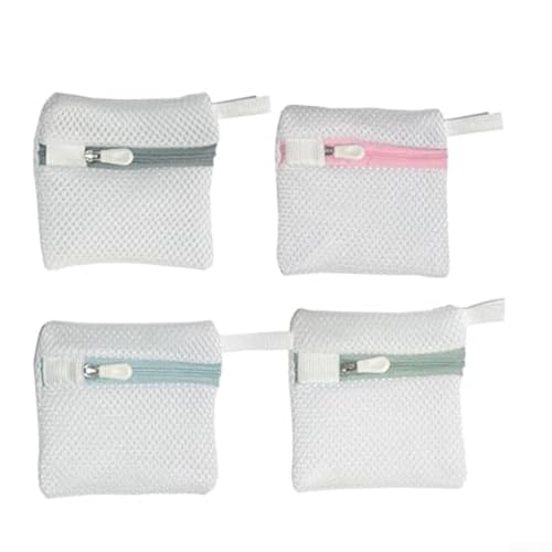 ZWEquipint Paquete de 4 bolsas de almacenamiento de lavandería para cápsulas con protección disolvente para perlas de aroma y detergente para cápsulas en rosa, azul, verde, gris (cuadrado)