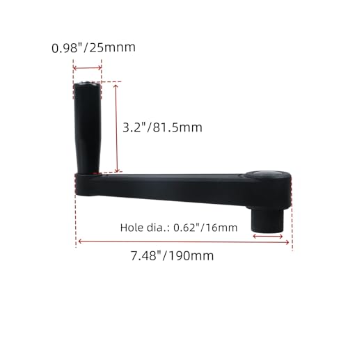Image of 7.5-Inch Length Nylon Crank Handle Foldable Swivel Rocker Handle for Industrial Machine Tools or Other Equipments, Hole Diameter 16mm