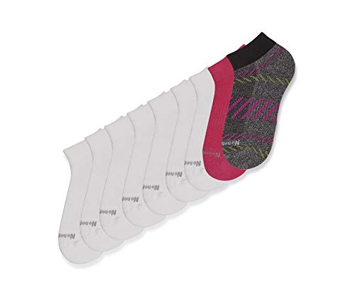 No Nonsense womens Soft and Breathable Mesh Ankle Sock, 9 Pair Pack Socks, Assorted 2: White/Pink/Grey, One Size US