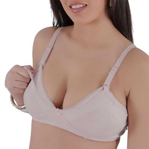 Kit 2 Sutiã Amamentação Pós Parto & Gestante Conforto e Abertura Fácil (G, Preto/Nude)