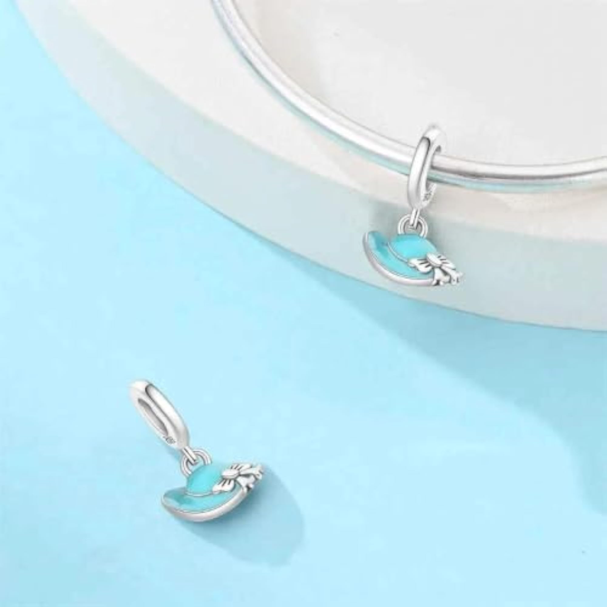 Women's 925 Sterling Silver Ocean Blue Hat Charm Pendant, Gift