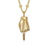 Fettero Dainty Gold Necklace for Women - 14K Gold Plated Middle Finger Hand Pendant Neckalces Gifts for Friends Graduation Trendy Charm Necklace Jewelry Inspirational Gifts