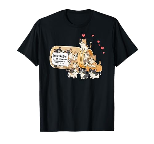 Funny Cat Anti Depressant Mom Dad Kids T-Shirt