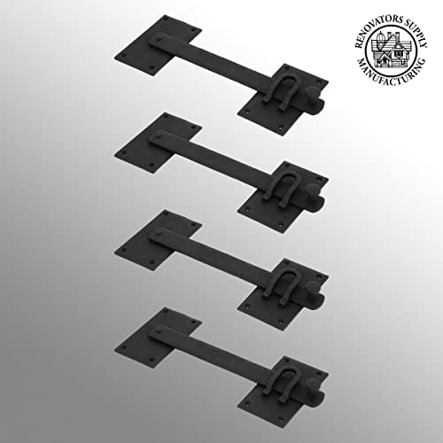 Renovators Supply Manufacturing Black Iron Gate Flip Latch 12" Large Antique Two Sided Flip Locks Rust Resistant Powder Coated Barn Door And Fence Gate Latches With Hardware Pack Of 4 #TOP1