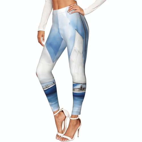 Leggings elásticos para mujer dile adiós a las transparencias mallas Blue Sailboat 1