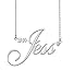 AOLO Personalized Jess Name Necklace with Arrow Silver Stainless Steel Customized Nameplate Necklaces Gift for Womens Teens