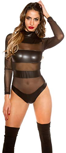 Koucla Langarm Highcollar Body Wetlook Body mit Mesh – Bild 3