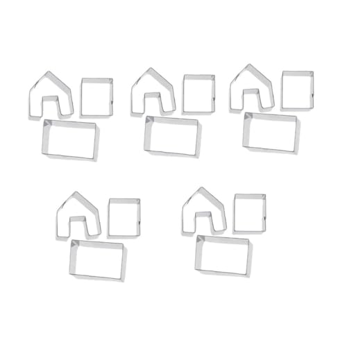 FONDOTIN 5 Juegos Cortadores Galletas Navideñas Casa de Jengibre Acero Inoxidable Molde DIY Para Fondant Masa Frutas Decoración Navidad