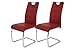 Produktbild 2er Set Schwingstuhl Flora, Kunstleder Bordeaux, Griffmulde, Metallgestell verchromt, 42x57x98 cm