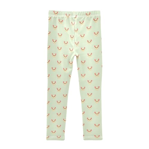 Cat Head Face A Girls Leggings Athletic Pants Tights Stretch Bottom2