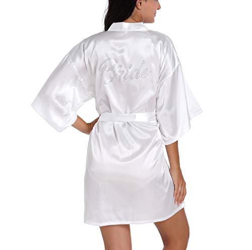 Women's Bridal Robe Bride Bridesmaid Kimono Bathrobes Getting Ready Dressing Gown for Wedding Day3