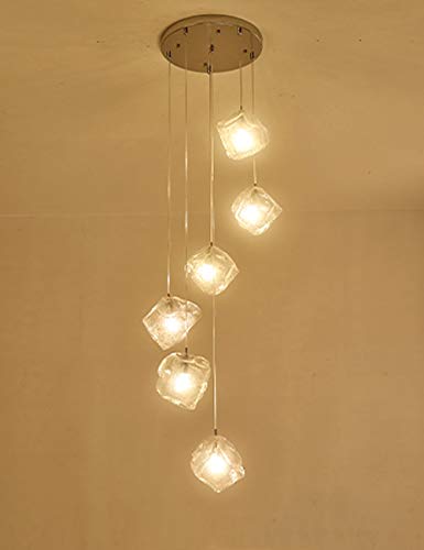 Lustre LED 5 lampes design moderne en verre pour salle à manger