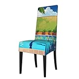 Dimensions et ajustement : convient pour des hauteurs de dossier de chaise de dix-huit à vingt-deux pouces, des longueurs de siège de 14 à 18 pouces, et des largeurs d'assise de 15 à 20 cm. Le matériau extensible avec ourlet élastique cousu offre un ajustement sûr et antidérapant