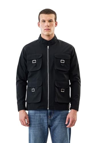 Image of SNITCH Men Casual Jacket | Regular Fit Textured Pattern With Lapel Collar & Full Sleeve | Polyester Blend Zip Closure For Everyday Street Style & Layering