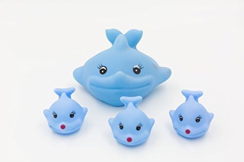 XKX Rubber Bath Toys,Dolphin Family Bath-time Fun,Set Of 4